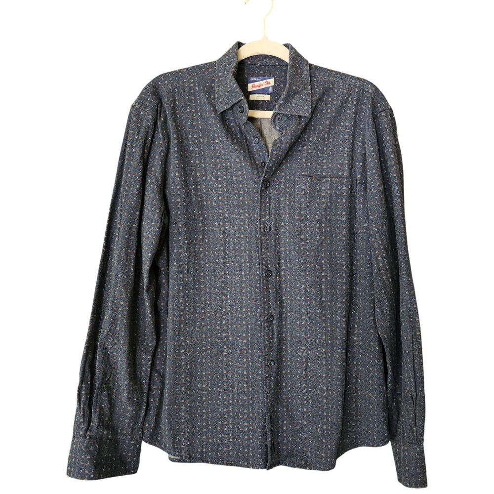 Johnnie-O‎ Hanging Out Button Up Cotton Shirt Pappas Medium Ski Snowboard Blue
